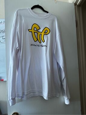 White FTP Long-Sleeve Shirt with Yellow Logo